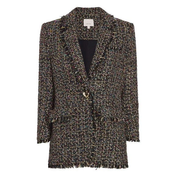 Cinq à Sept Confetti Tweed Khloe Blazer – Black Metallic Multicolor – Size 0 - Picture 1 of 9